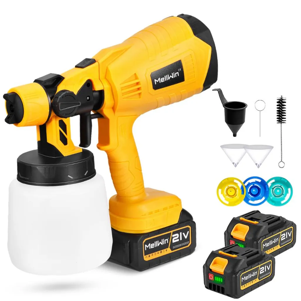 Pistolet à peinture électrique 1000ml, 3 buses et double batterie 20V