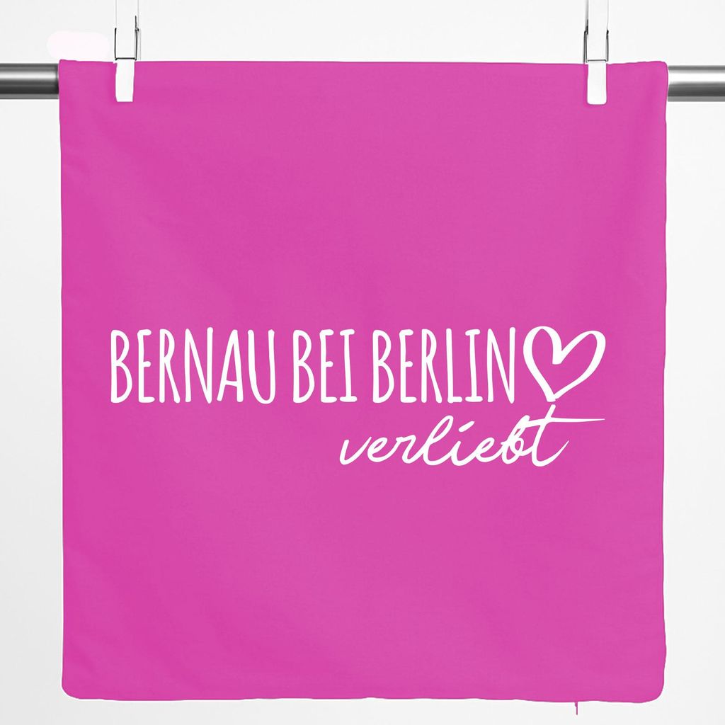 Huuraa Kissenbezug Bernau bei Berlin verliebt 40x40cm Fuchsia Baumwolle Dekokissenbezug Geschenkidee