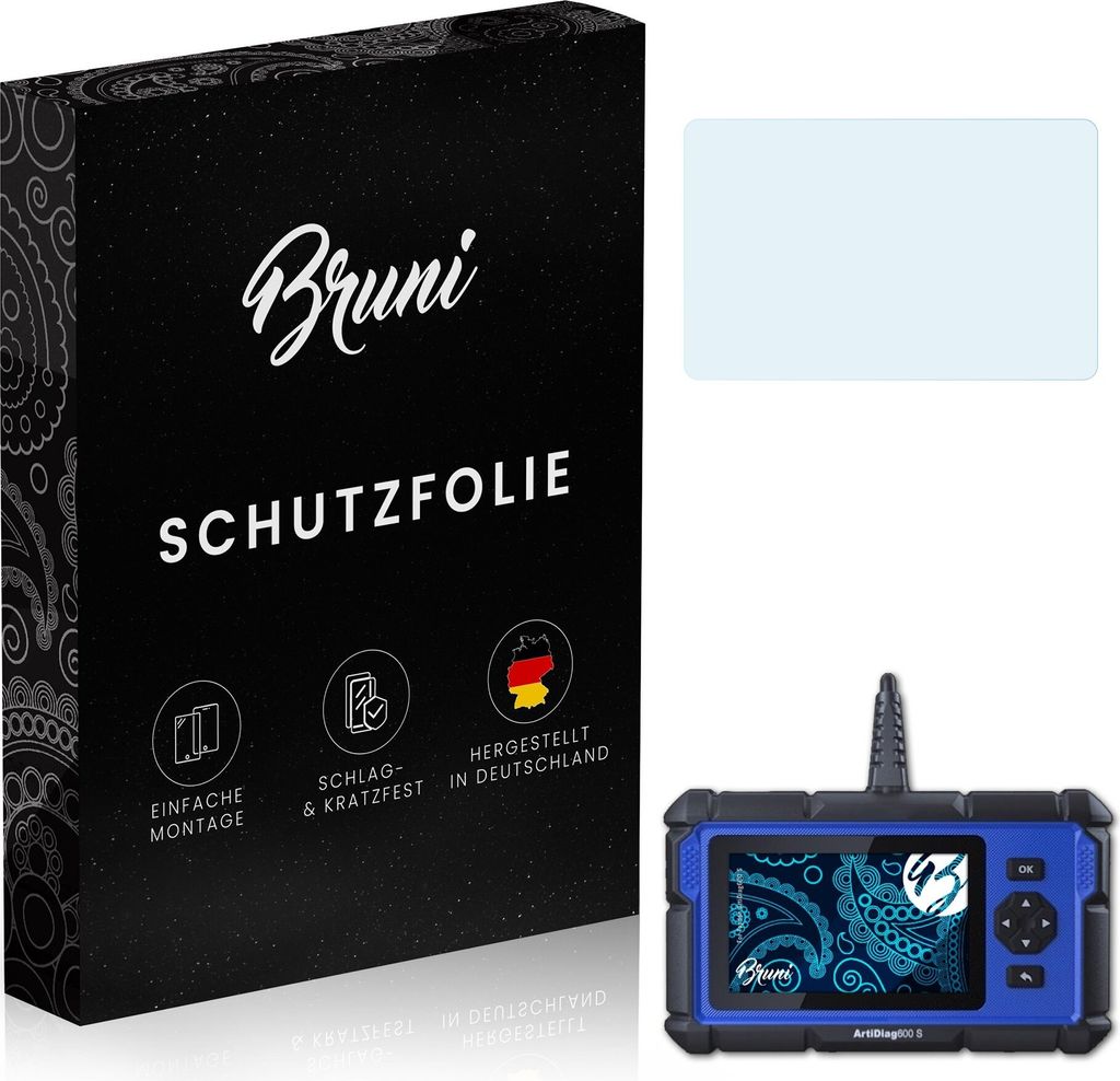 Bruni Basics-Clear 2x Schutzfolie kompatibel mit Topdon ArtiDiag600 S Folie