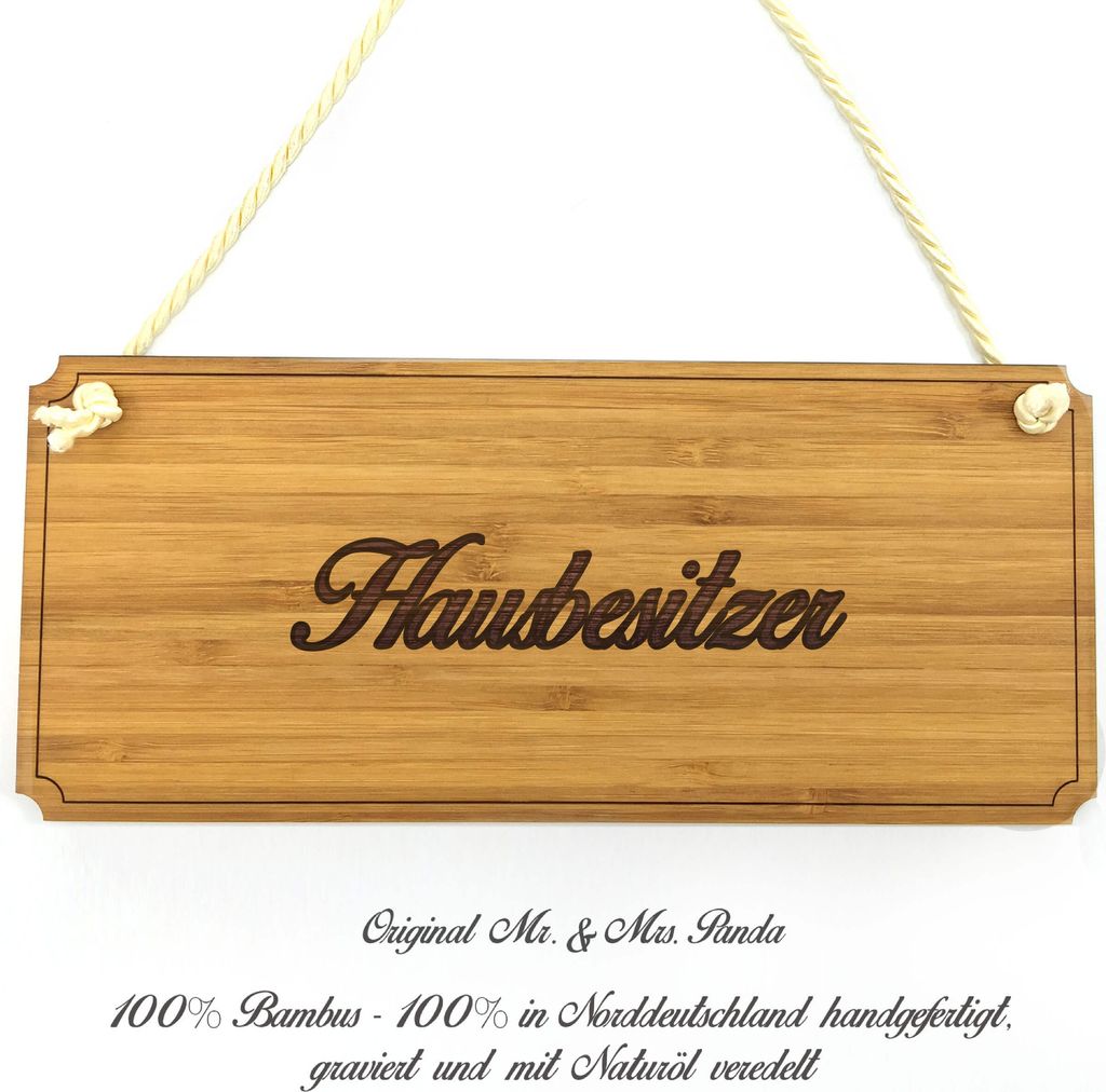 Mr. & Mrs. Panda Schild Hausbesitzer - Geschenk, Shabby, Wegweiser, wandtafel, Holzschild, Landhaus, Graviert, Eingangsschild, Geschenkidee, Türsc...