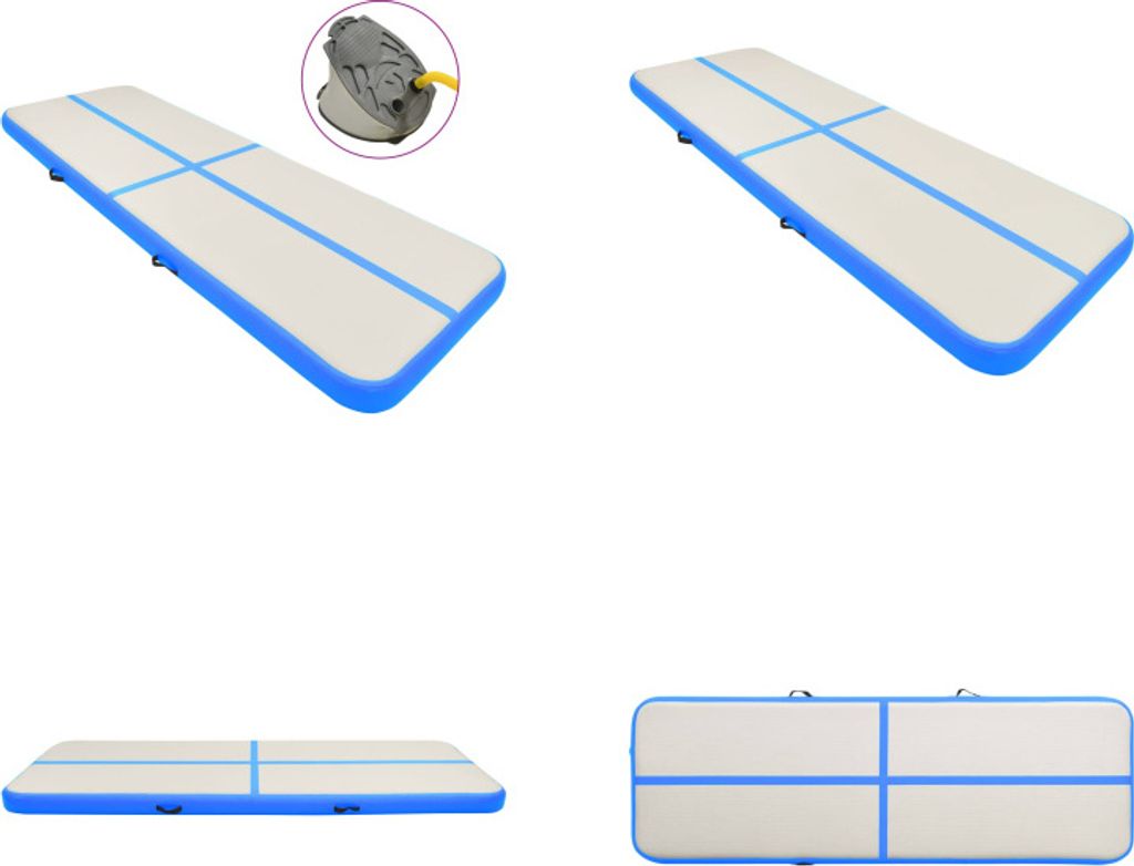 vidaXL Aufblasbare Gymnastikmatte mit Pumpe 400x100x20 cm PVC Blau - Gymnastikmatte - Gymnastikmatten - Gymnastik Yoga Matte - Gymnastik Yoga Matten