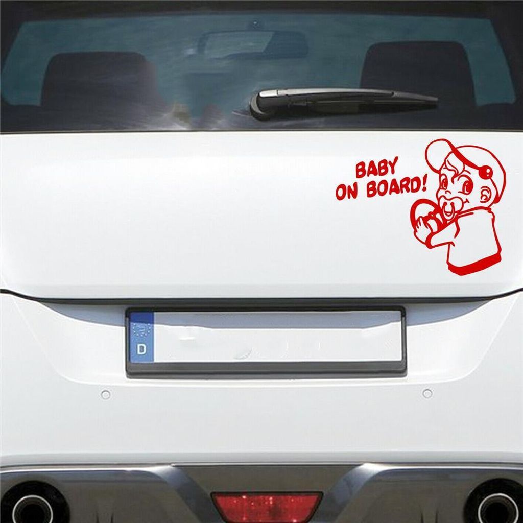Auto Aufkleber Baby AN Bord Board Tour Junge 19x15 cm Rot Sticker Heckscheibenaufkleber