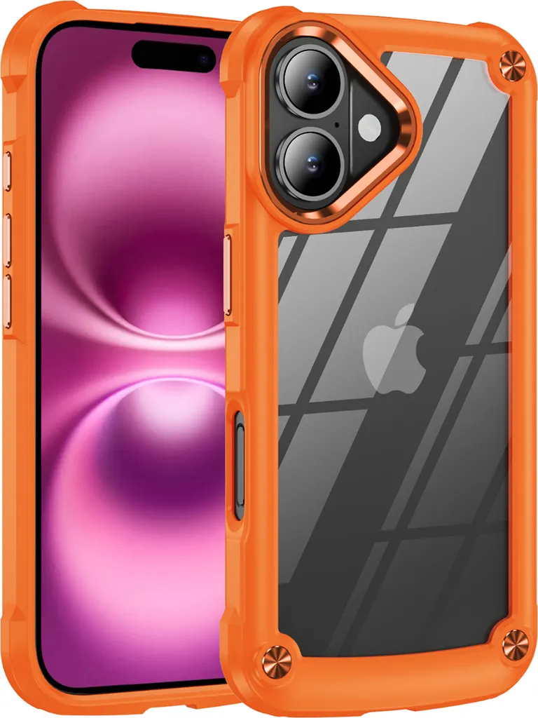 Custodia iPhone 16 Plus Antiurto Arancione - Cover Rugged PC TPU