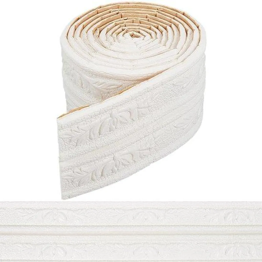 Bande de finition 3D blanche flexible 90,5x3 cm pour moulures et lissage