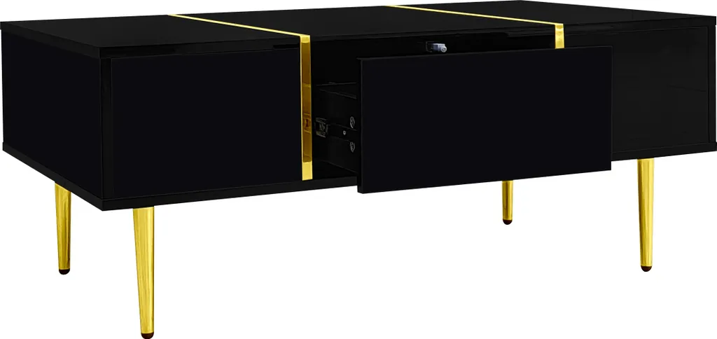 Table basse avec 2 tiroirs de rangement finition haute brillance 100 cm - 9