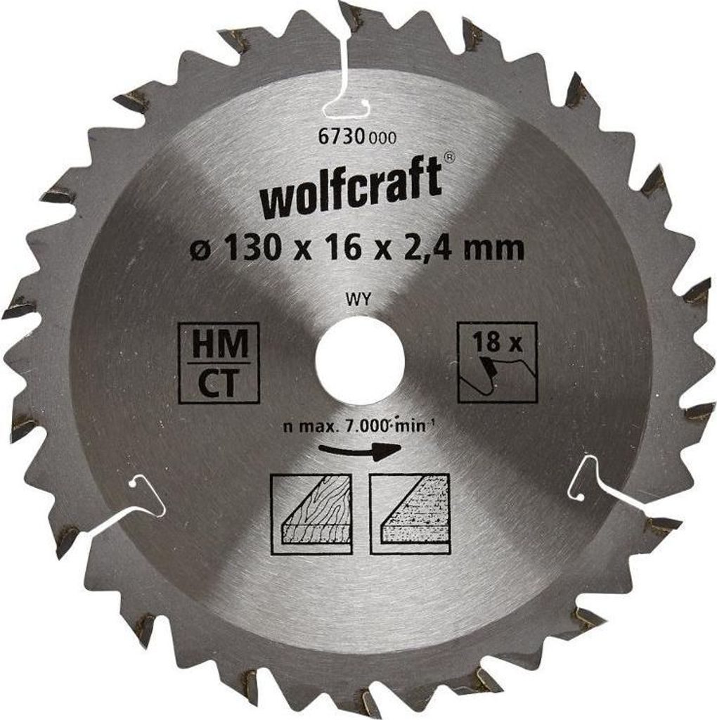 wolfcraft HM-Kreissägeblatt, 18 Z,Ø 130x16x 2,4mm