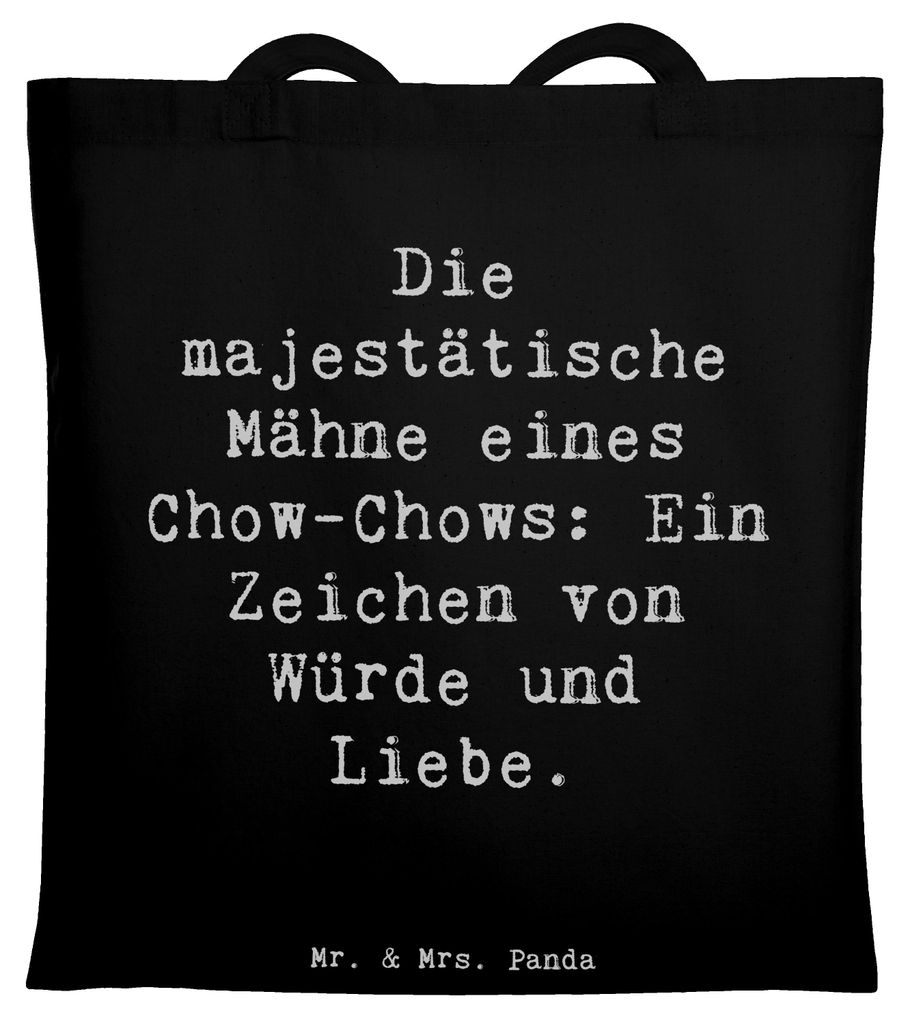 Mr. & Mrs. Panda Schultasche Spruch Chow-Chow Mähne - Schwarz - Geschenk, Hunderassen, Tote Bag, chinesische Hunderasse, Ruhe und Präsenz, festiv...