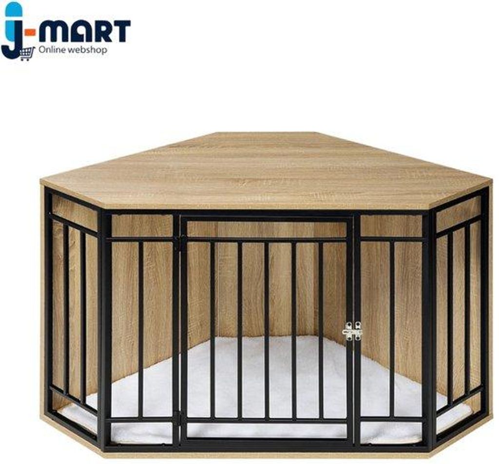 Hunde-Bett Holz - Inkl. Fleece-Kissen - 111 x 60 x 67 cm - Groß