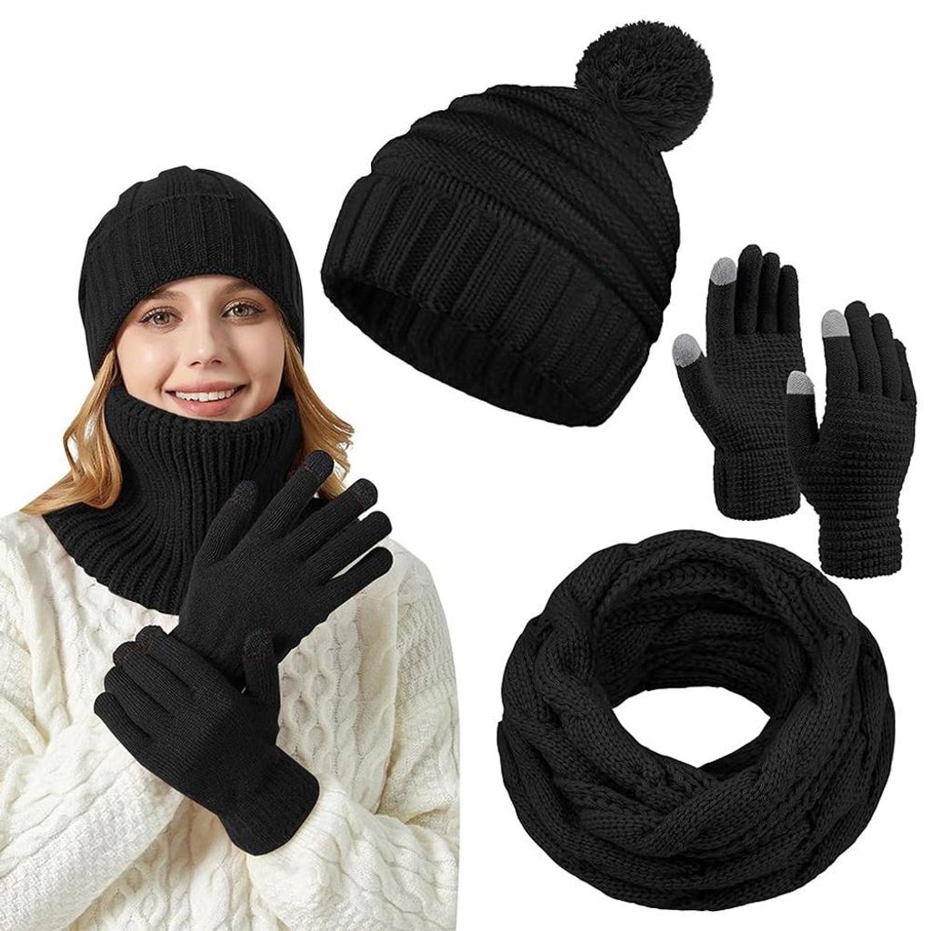 Cappello invernale, sciarpa a tubo, set di guanti, set Immagine del prodotto 