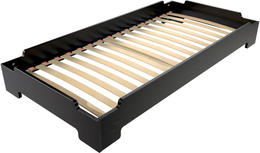 Stapelbett 90x200 - 1 Platz aus Massivholz - Schwarz