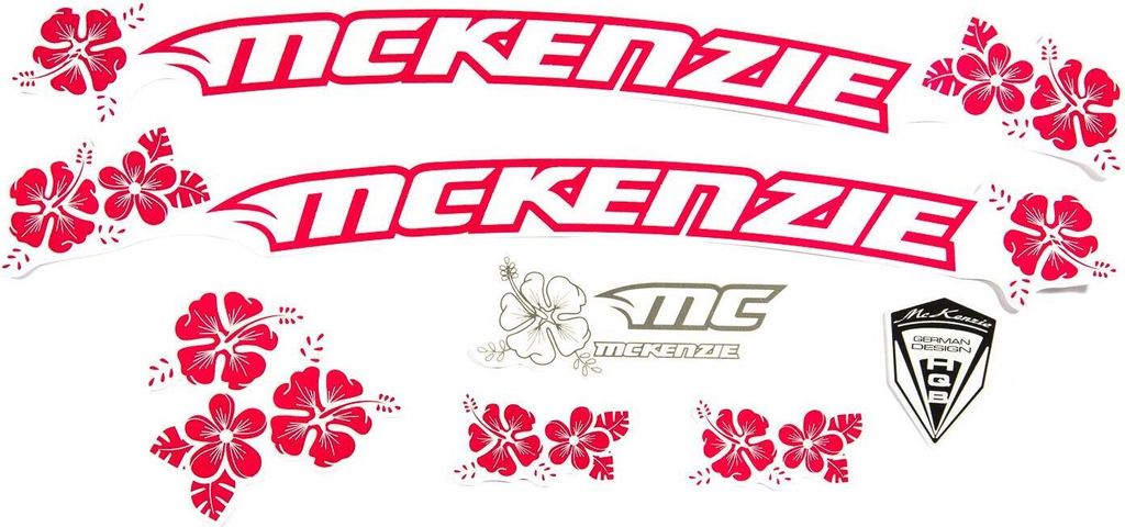 Fahrrad DEKOR Satz Aufkleber Rahmen frame Decal Sticker MC KENZIE Label pink weiß