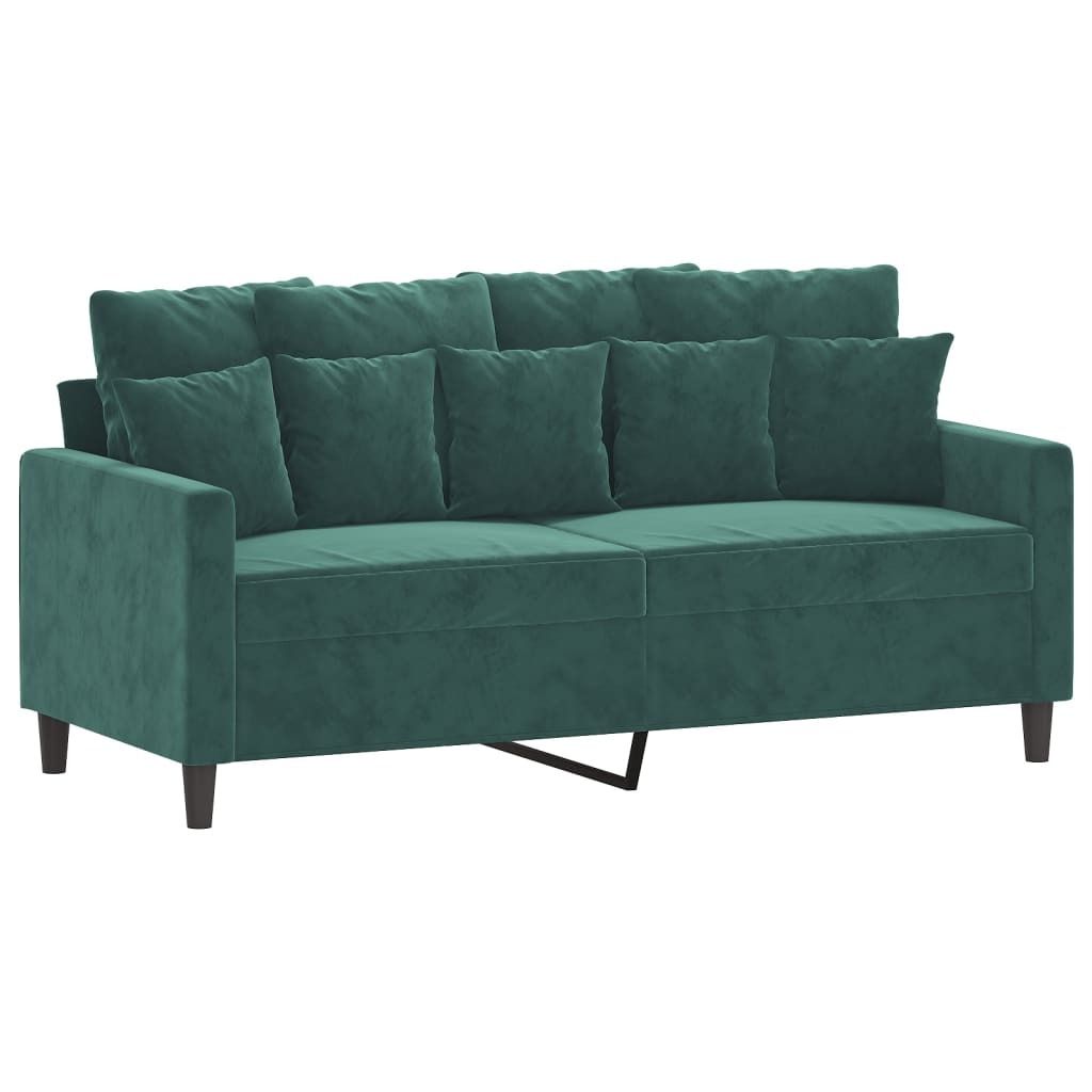 vidaXL 2-osobowa sofa ciemnozielona 140 cm aksamit Zdjęcie produktu 