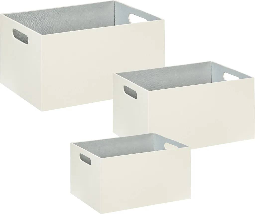 Panier de Rangement pour Salon et Chambre en Cuir Beige - Lot de 3
