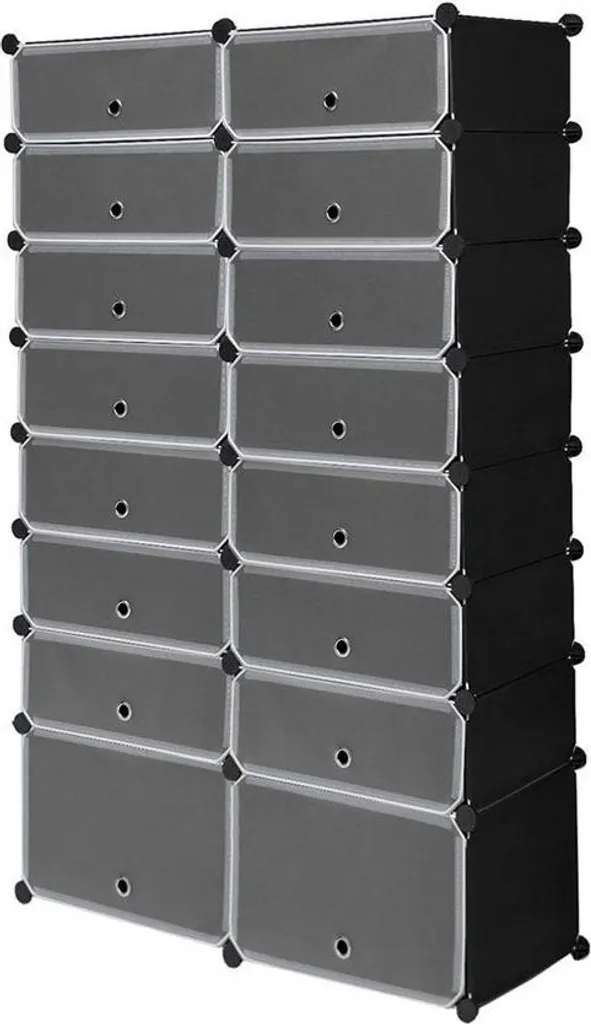 Fini le désordre avec ce meuble chaussures 16 cubes noir modulable
