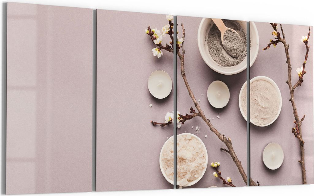DEQORI Glasbild Echtglas 4x30x60 cm 'Spa-Naturkosmetik' Wandbilder XXL groß