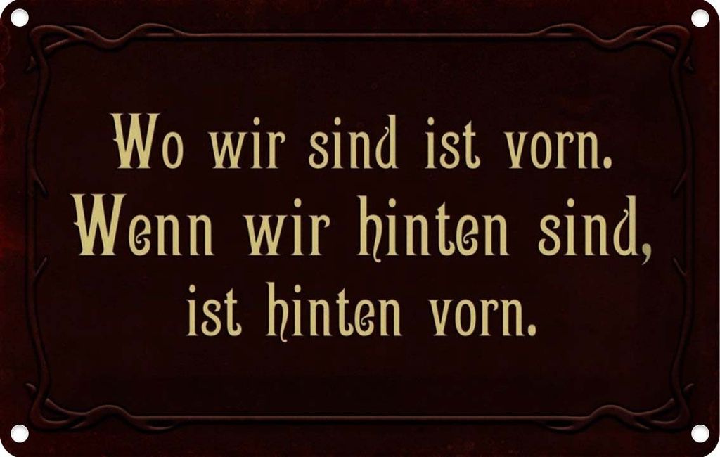 vianmo Blechschild 12x18 cm wo wir sind ist vorn wenn Dekoration Spruch Zitat
