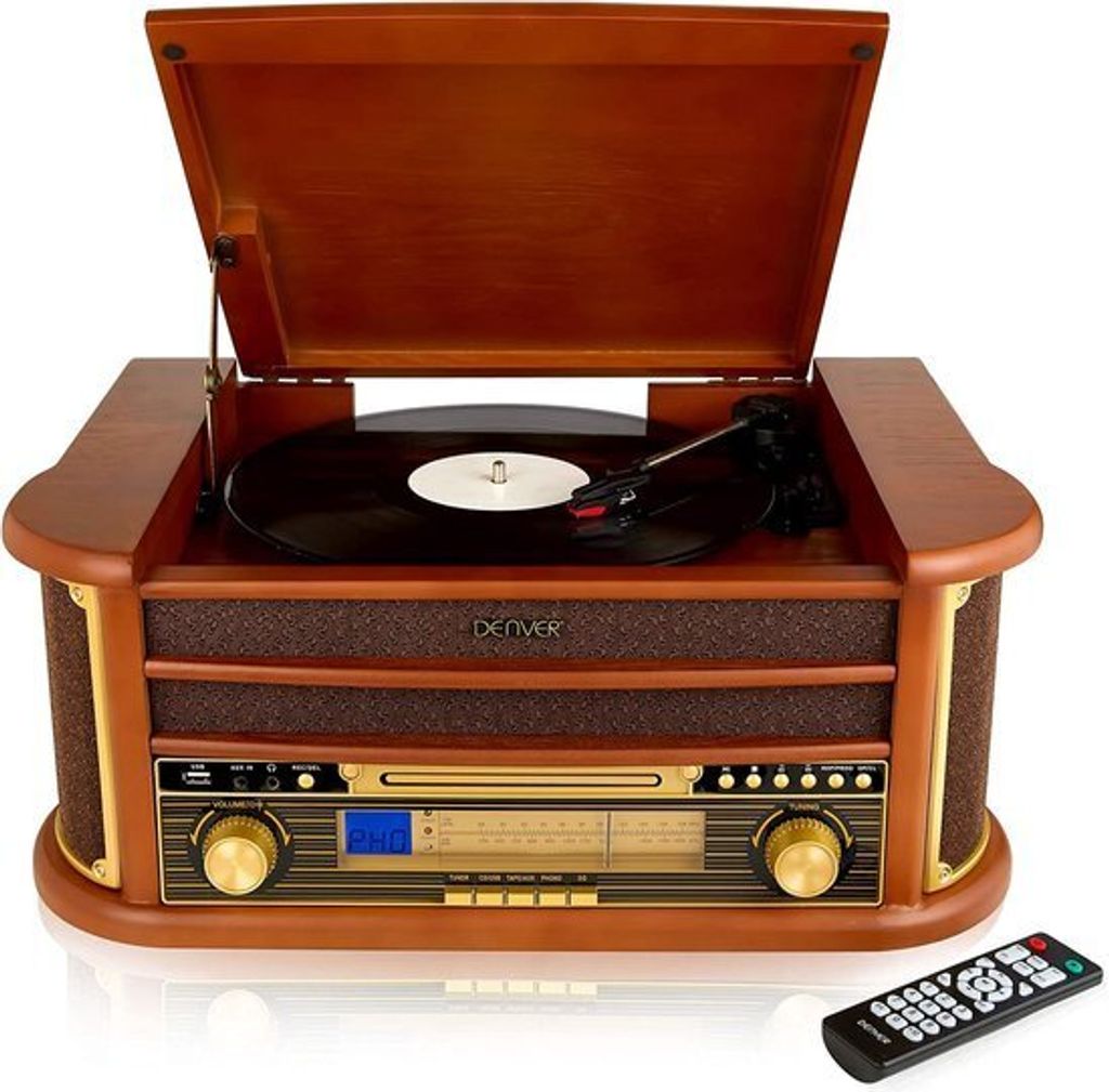 Denver MCR-50MK2 Retro drevený gramofón s rádiom CD kazetou Obrázok produktu 13
