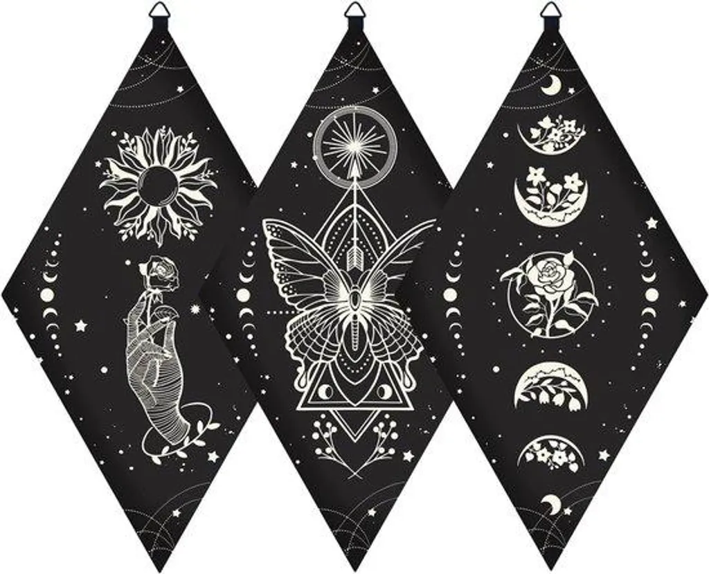 Décoration Murale Bois Noir Bohème - Pack de 3 pour Intérieur Moderne