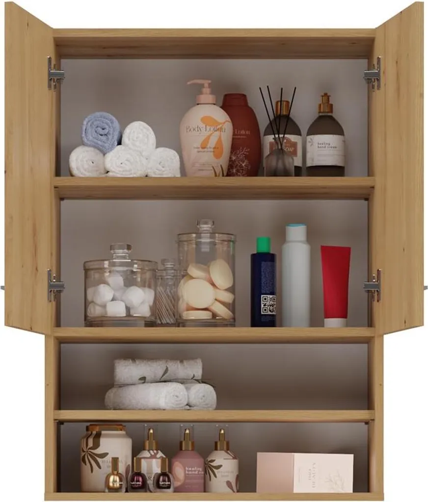 Armoire de salle de bain supérieure MARGO chêne artisan avec étagères - 4