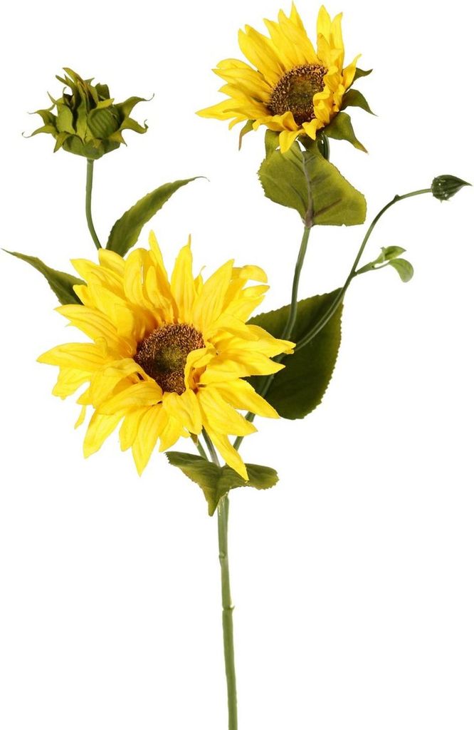 artplants.de Textilzweig Sonnenblume JEVERA, gelb, 60cm, Ø8-11cm