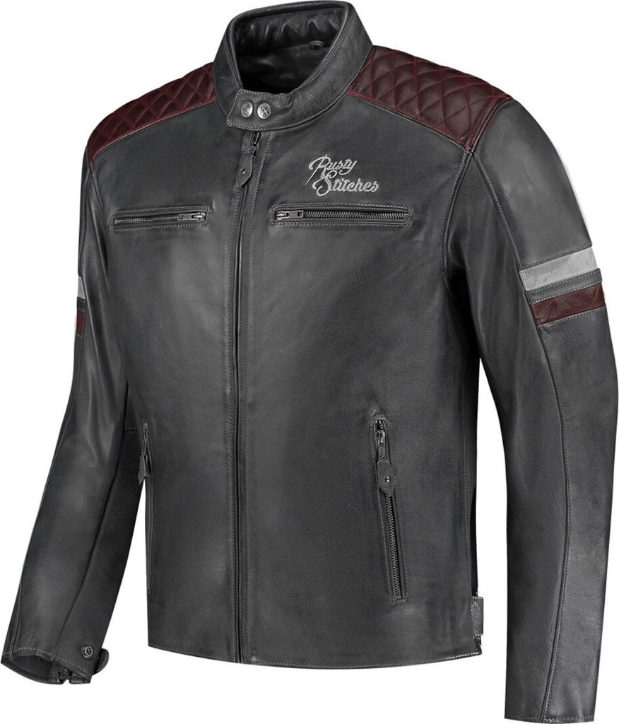 Rusty Stitches Jari V2 Motorrad Lederjacke, anthrazit, M Produktbild 