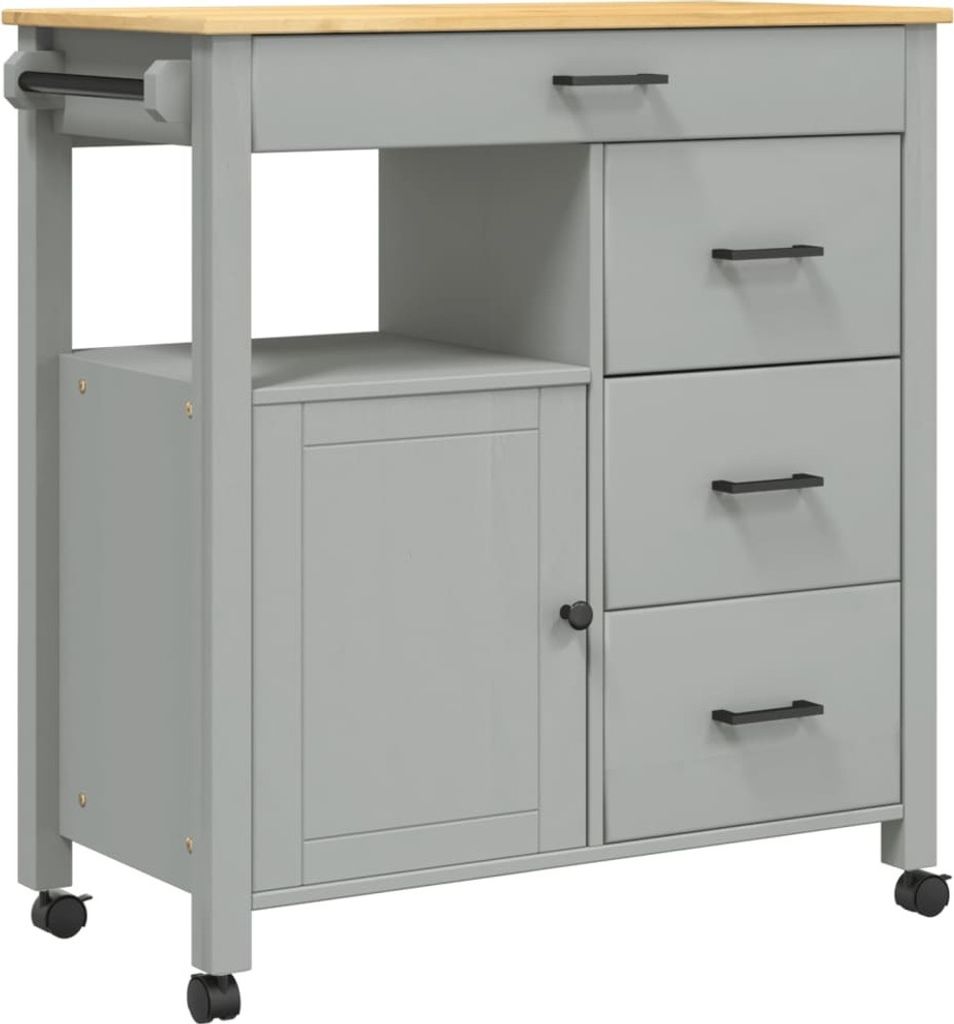 vidaXL Wózek kuchenny MONZA 84x40x90 cm lite drewno sosnowe Zdjęcie produktu 