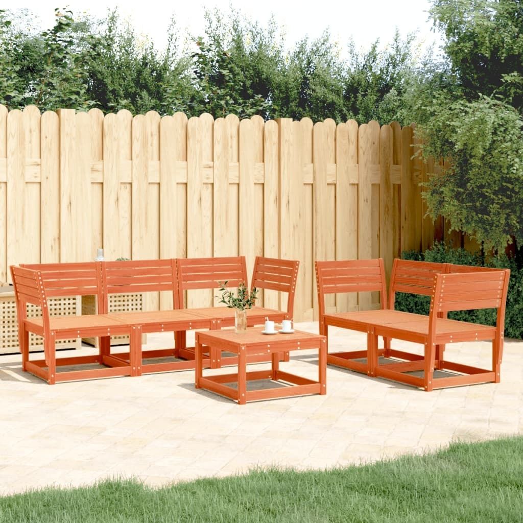 Maison Exclusive - 5-tlg. Garten-Sofagarnitur Wachsbraun Massivholz Kiefer
