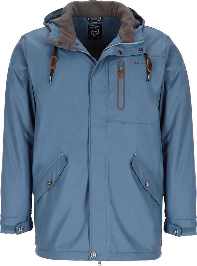 Dry Fashion Herren Regenjacke Bergen – Herrenjacke Regenmantel Männer Jacke Gefüttert Winddicht Wasserdicht in Kopenblau Größe 6XL