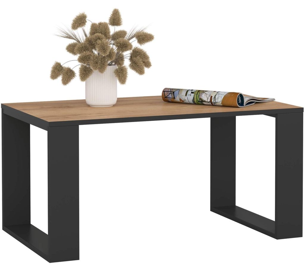Couchtisch Holz NOX mit einem Regal, 92x45x53cm, Craft-Schwarz