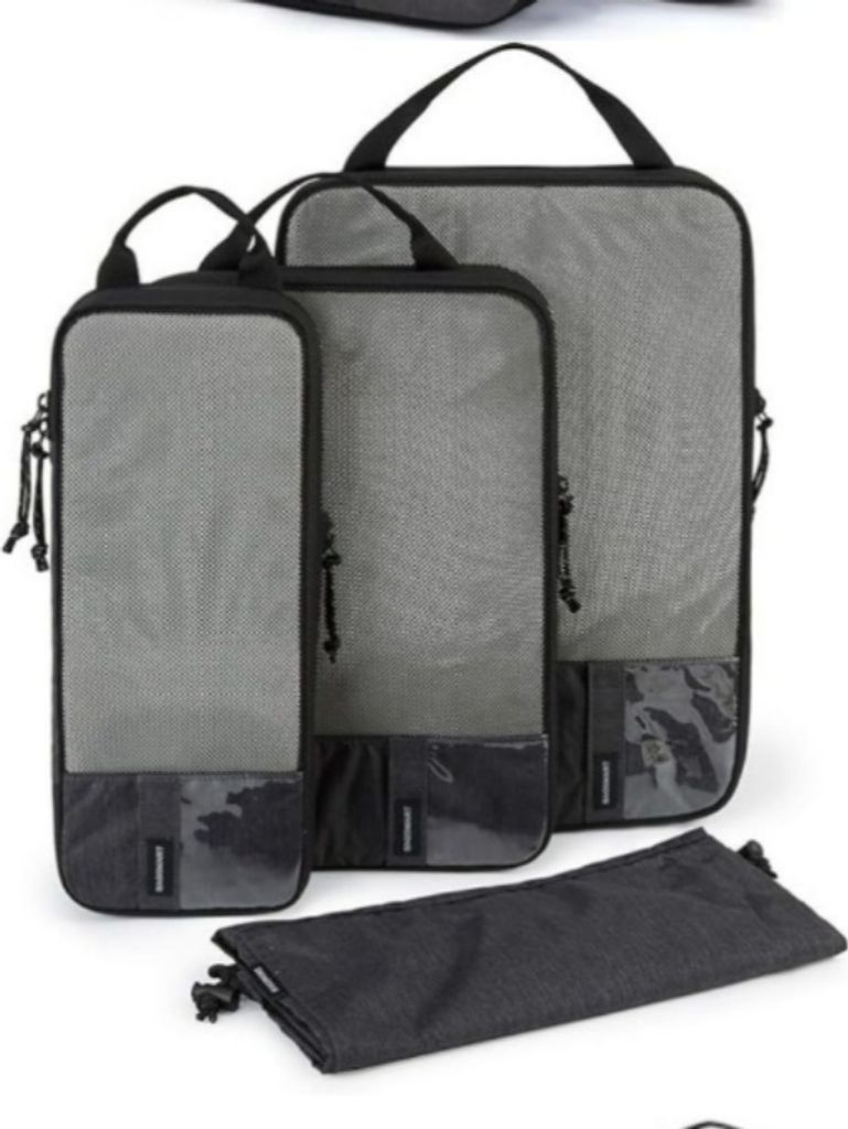 INF 3-teiliges Packwürfel-Set für Reisen Schwarz