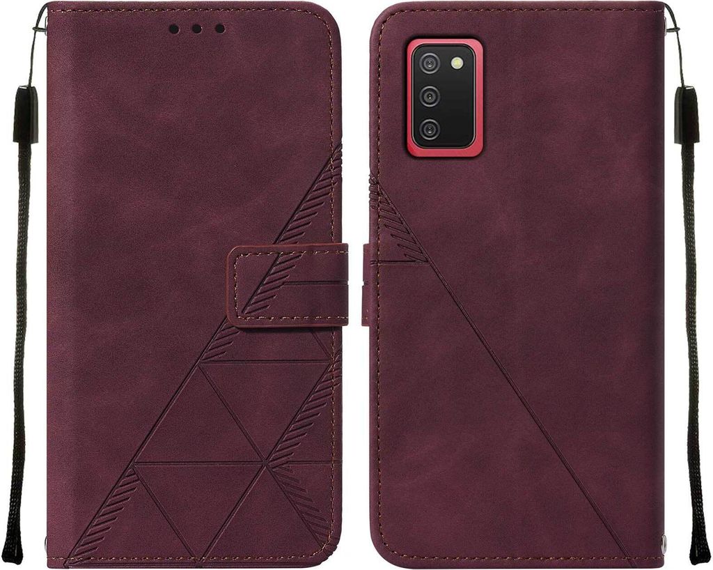 Galaxy A02S Hülle, Schlank Prägung Flip Leder Kartenfächer Schutzhülle mit Ständer für Samsung Galaxy A02S Rot