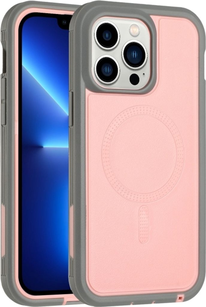 Für iPhone 13 Pro Defender Serie XT MagSafe Magnet PC + TPU Shockproof Telefongehäuse (Pink + Grey)