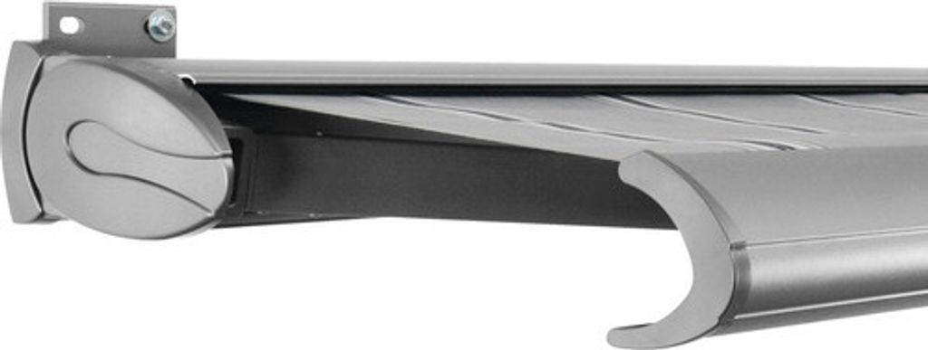 SOLUNA Kassettenmarkise Exclusiv 5,5x2 Stoff Dessin A131 Gestell E6EV1 silber eloxiert Antrieb links inkl. Motor und Wan