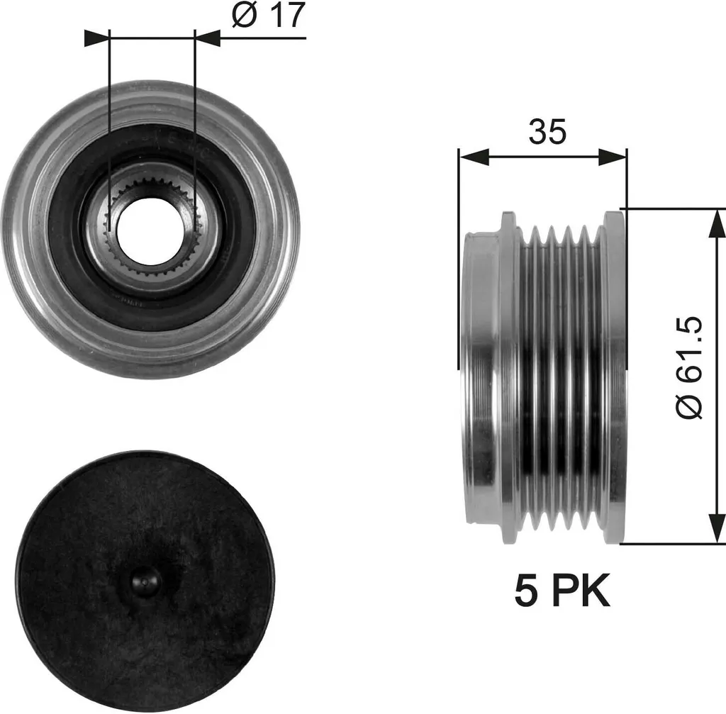 Poulie débrayable alternateur Gates OAP7076 pour Audi A4 A6 et Passat 3B