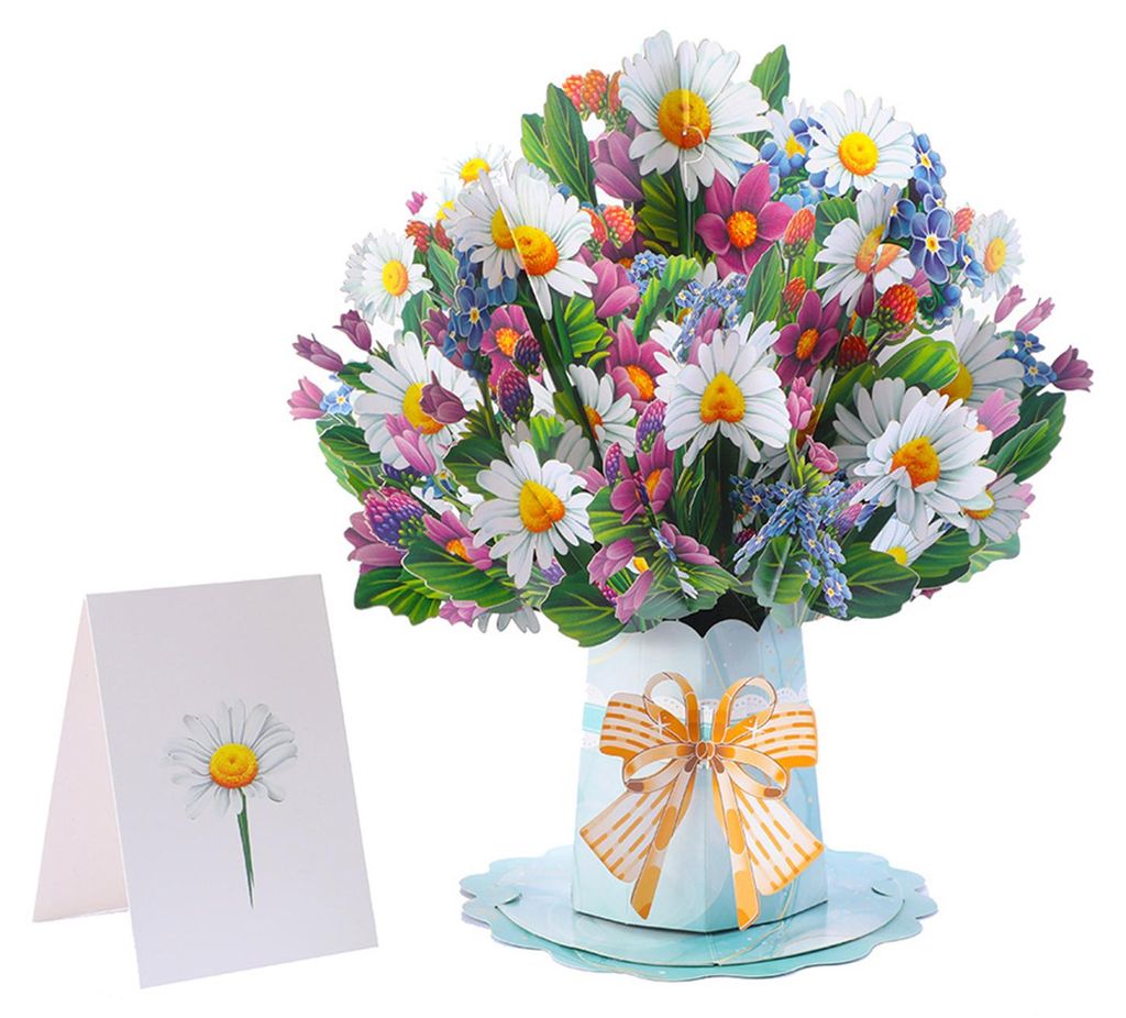 3D-Pop-Up-Blumenstrauß-Grußkarte mit Sonnenblumen, Lilien, Tulpen und Nelken – perfekt für Muttertag, Lehrertag, Schulabschluss, Jahrestag ode...