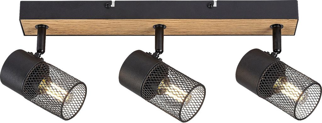 Rabalux 71153 Deckenstrahler 3 Spots Metta, E14-Holz, braun-schwarz, rund, Industriell, ø60mm