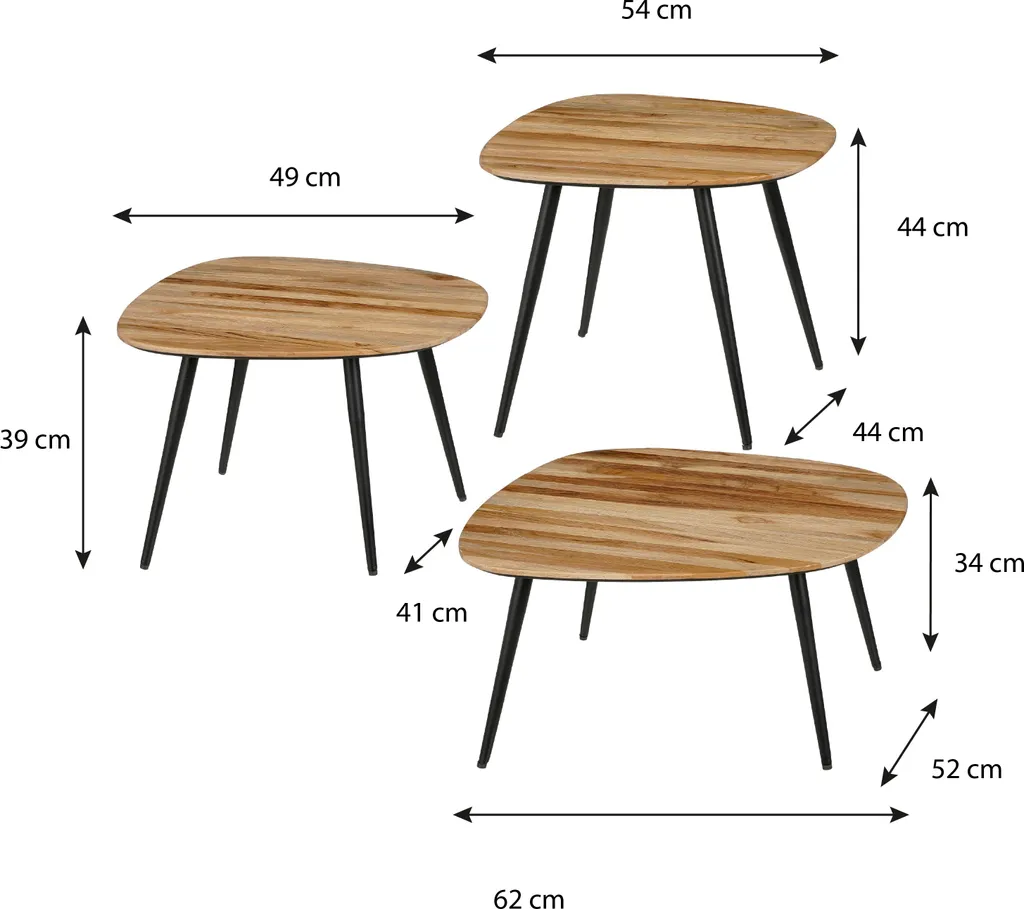 Mica Decorations Jailey Table d'appoint en bois marron - Set de 3 pièces - 4