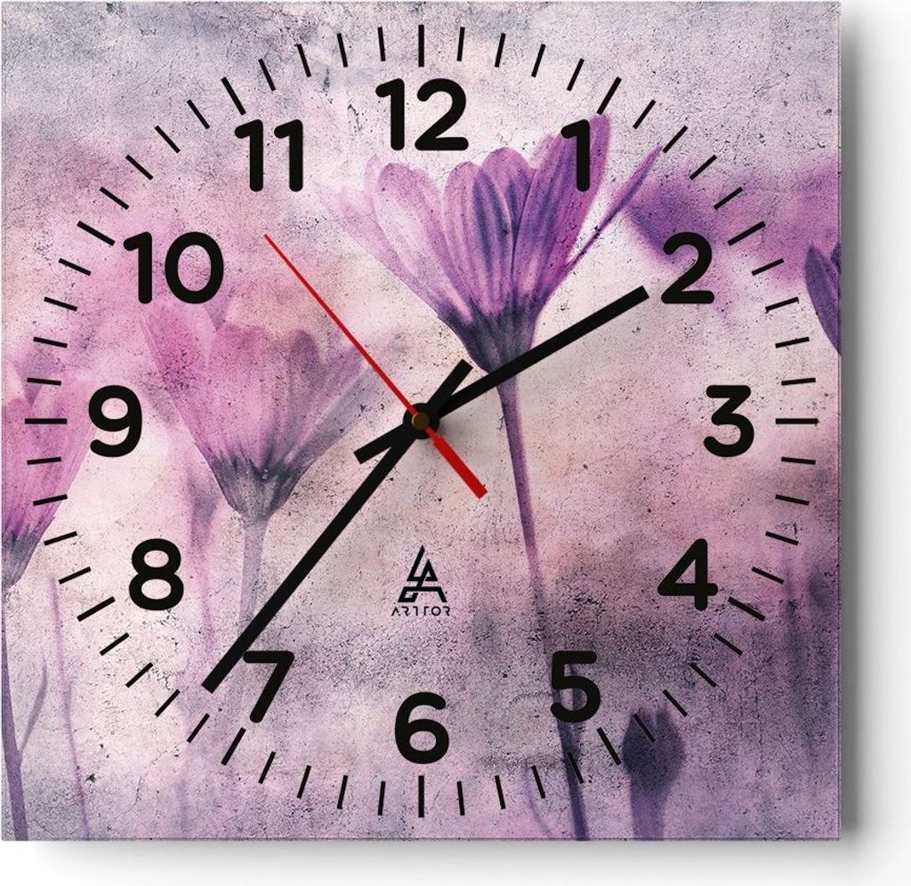 Wanduhr - Quadrat - Glasuhr - Blumen Rosa Vintage - 40x40cm - Schleichendes Uhrwerk - Lautlos - zum Aufhängen bereit - Dekoration Modern - Wanddek...