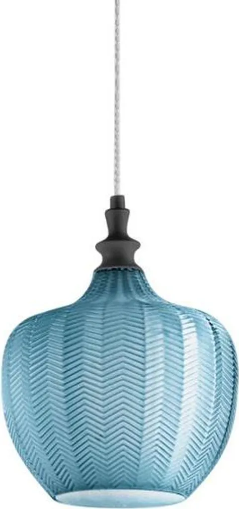 Cleofe Suspension en Verre Cobalt Transparent et Noir Design Vintage E27