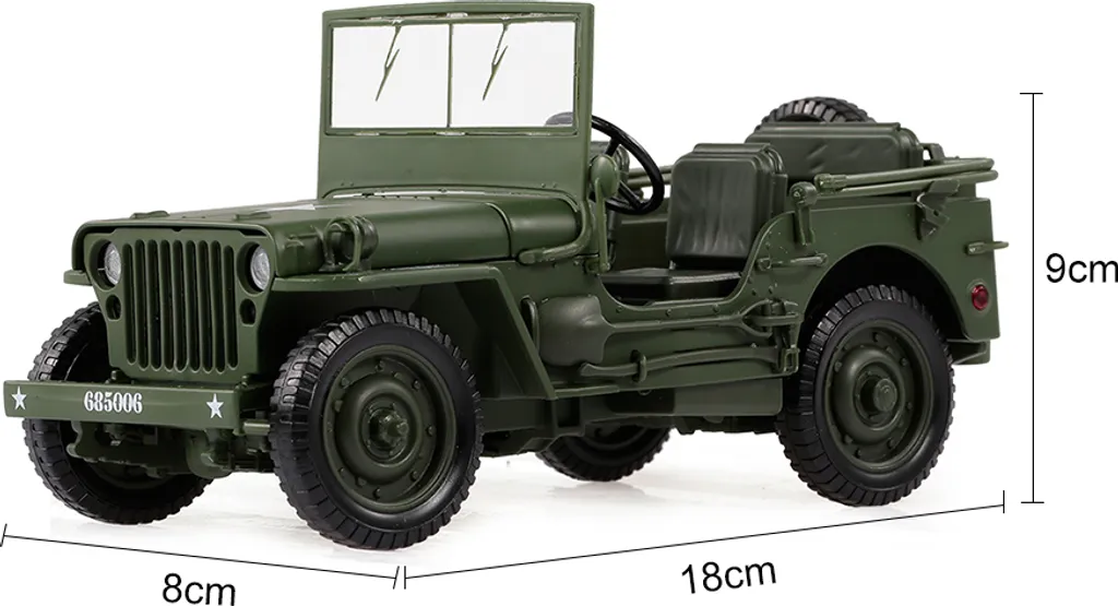 Cadeau Enfant : Voiture Militaire Jeep 1/18 pour Jeux et Collection