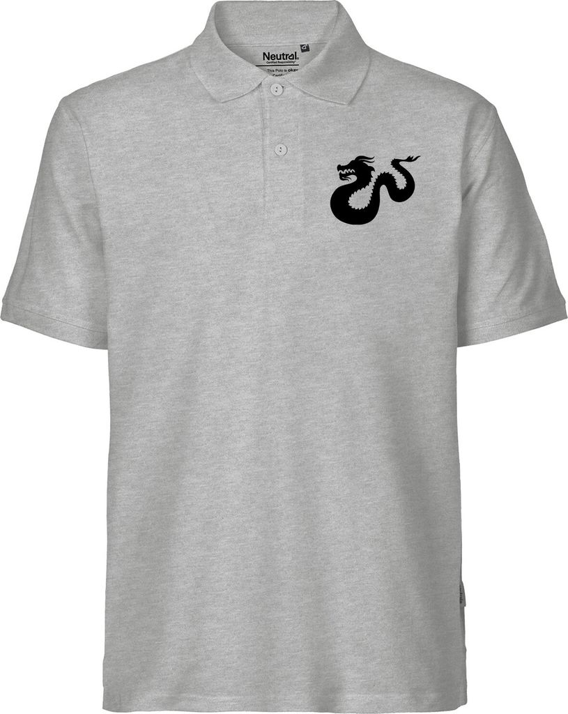 Huuraa Herren Polo Shirt Dragon Silhouette S Sport Grey Bio Baumwolle Fairtrade Poloshirt Geschenkidee