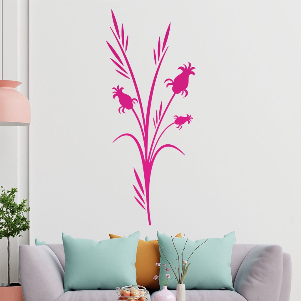 Blätter - Blüten - Pflanze Wandtattoo in 6 Größen - Wandaufkleber Wall Sticker - Dekoration, Küche, Wohnzimmer, Schlafzimmer, Badezimmer