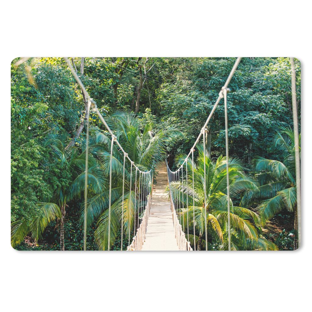 MuchoWow Schreibtischunterlage Dschungel - Palme - Brücke - Natur - Pflanzen 60x40 cm - XXL Mauspad - Großes Mauspad