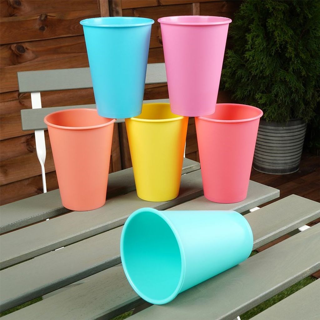 Engelland Becher Plastikbecher in modernen Neonfarben, Mehrweg, Kunststoff