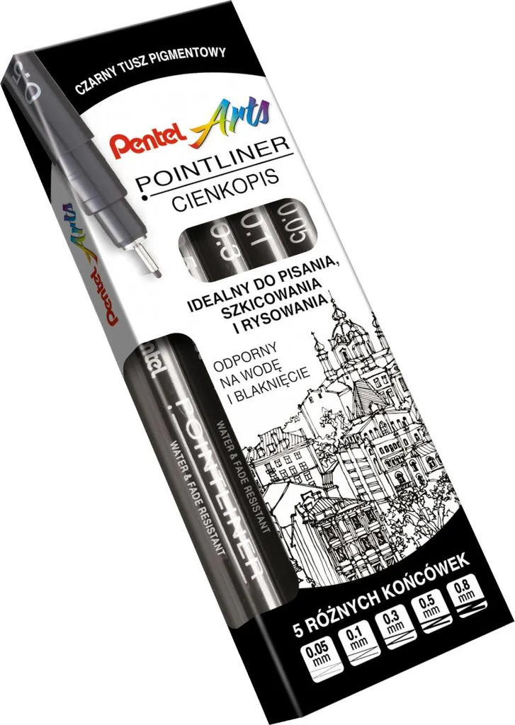 Feutre d'écriture noir Pentel Fineliner - Lot de 5 stylos pointe fine