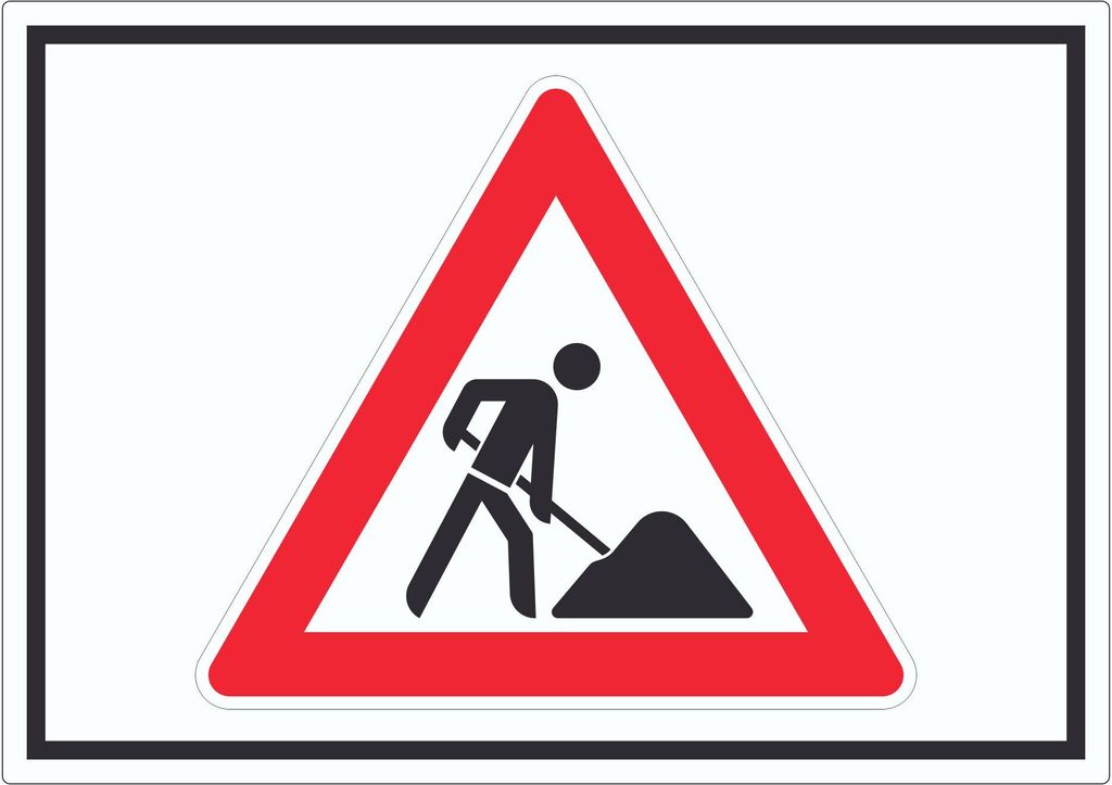 Achtung Baustelle Symbol Aufkleber Arbeitsstelle A2 (420x594mm)