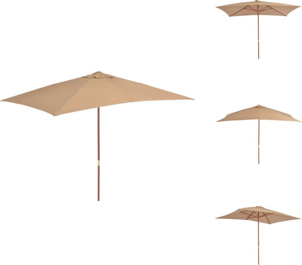 vidaXL Sonnenschirm mit Holz-Mast 200×300 cm Taupe - Sonnenschirme & Sonnenschutze