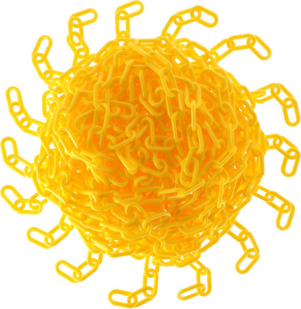 TIBU Absperrkette Kunststoffkette Plastikkette 8 mm Stärke - Gelb - Länge 50 cm - witterungsbeständig und stabil