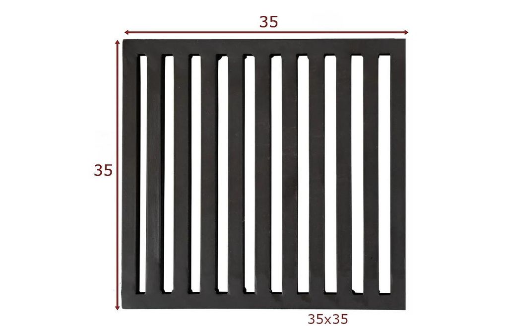 Schwerer Kaminrost 35x35 cm aus Stahl, 16 mm dick – für Produktbild 