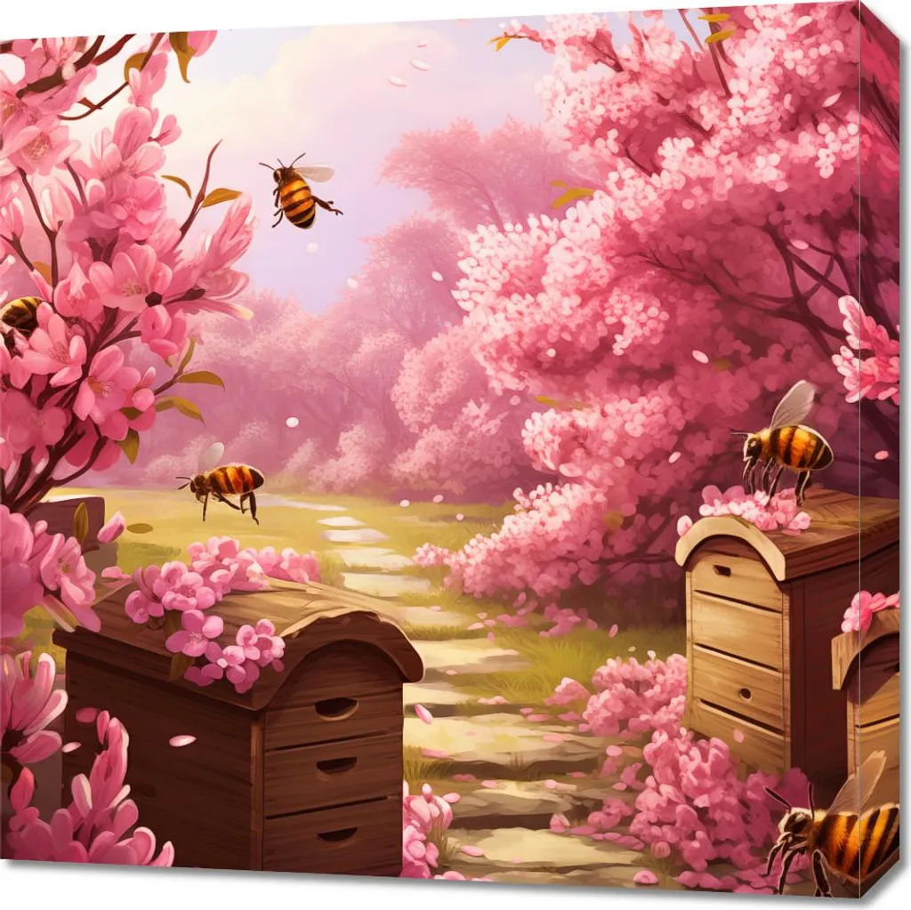 Quadro Esagonale Vita negli Alveari 60x60 cm - Equilibrio e Natura
